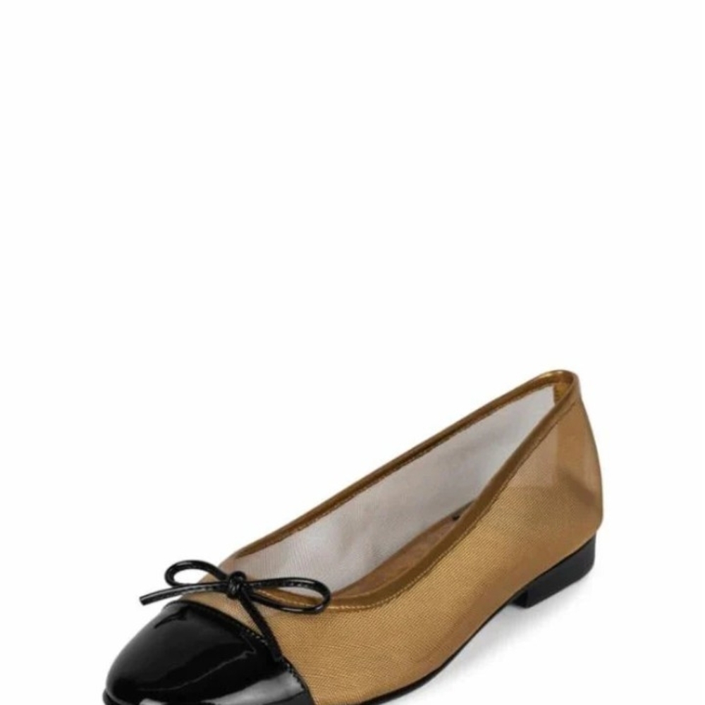 Jeffrey Campbell Gold and Black Flats with Bow